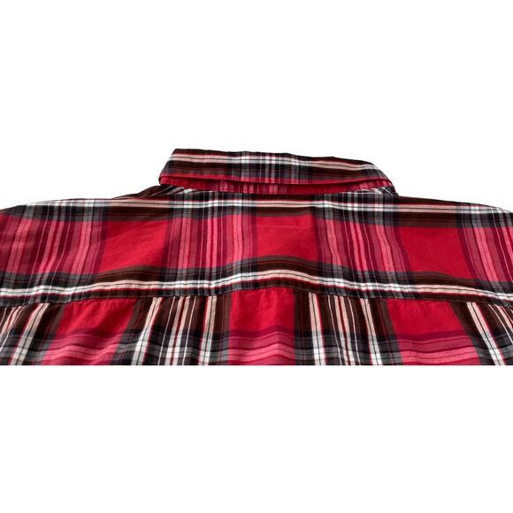 COLUMBIA LONG SLEEVE BUTTON-DOWN SHIRT, MENS, XXL, RED BROWN GREY WHITE PLAID - Picture 8 of 12